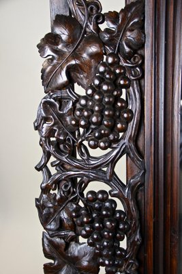 Large Black Forest Hand-Carved Wall Mirror with Grapes and Leaves, Austria, 1919-TQA-1322371