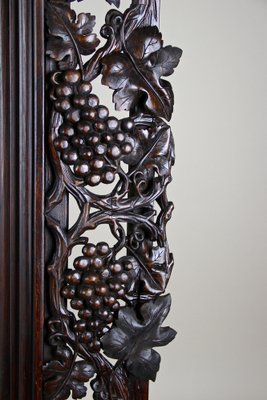 Large Black Forest Hand-Carved Wall Mirror with Grapes and Leaves, Austria, 1919-TQA-1322371