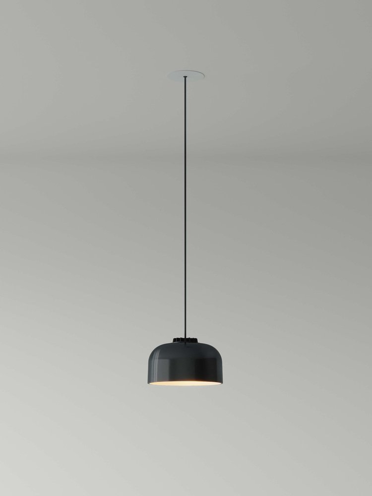 Large Black Headhat Bowl Pendant Lamp by Santa & Cole