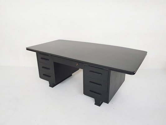 Large Black Wooden Executive Desk, 1960s-ZO-1189997