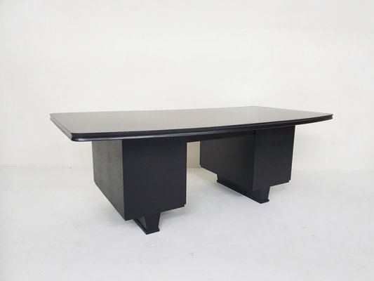 Large Black Wooden Executive Desk, 1960s-ZO-1643616