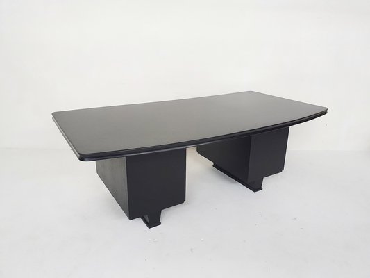 Large Black Wooden Executive Desk, 1960s-ZO-1643616