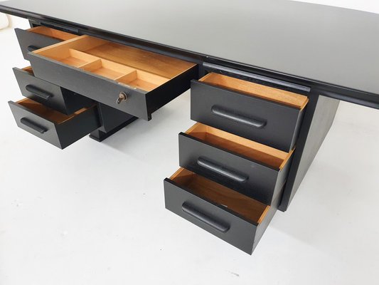 Large Black Wooden Executive Desk, 1960s-ZO-1189997