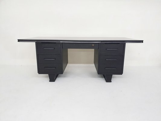 Large Black Wooden Executive Desk, 1960s-ZO-1643616