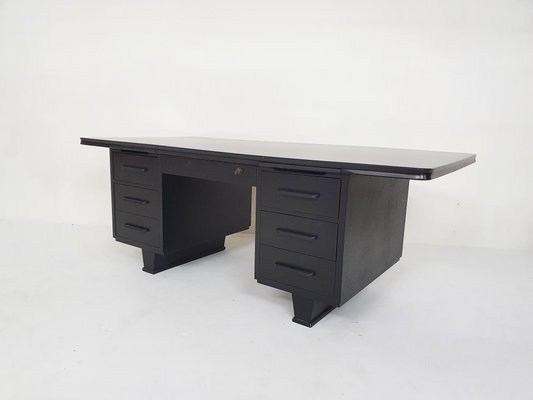 Large Black Wooden Executive Desk, 1960s-ZO-1189997