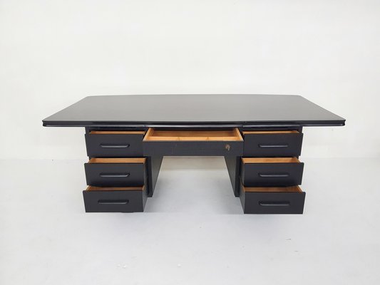 Large Black Wooden Executive Desk, 1960s-ZO-1643616