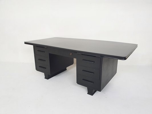 Large Black Wooden Executive Desk, 1960s-ZO-1643616