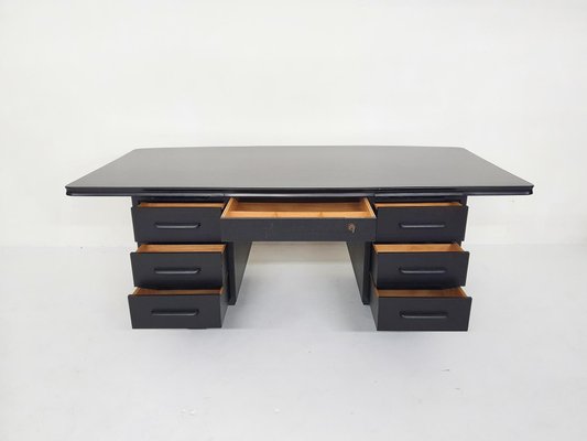 Large Black Wooden Executive Desk, 1960s-ZO-1189997