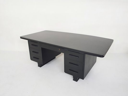 Large Black Wooden Executive Desk, 1960s-ZO-1643616