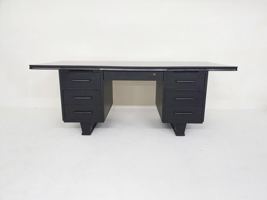 Large Black Wooden Executive Desk, 1960s-ZO-1189997