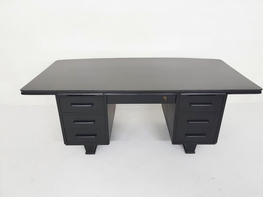 Large Black Wooden Executive Desk, 1960s-ZO-1643616