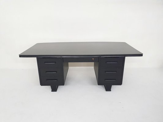 Large Black Wooden Executive Desk, 1960s-ZO-1189997