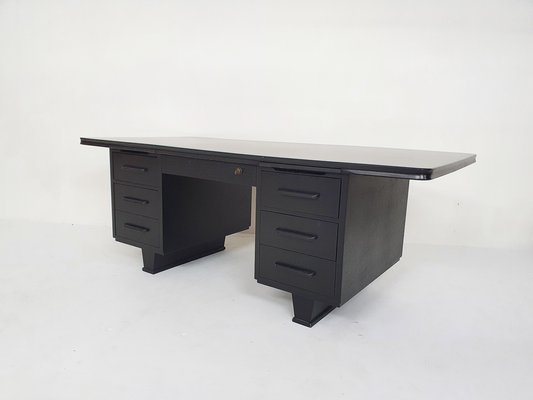 Large Black Wooden Executive Desk, 1960s-ZO-1643616