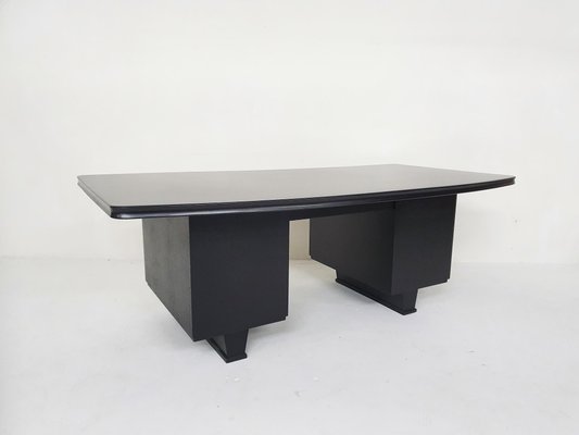 Large Black Wooden Executive Desk, 1960s-ZO-1189997