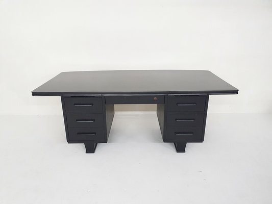 Large Black Wooden Executive Desk, 1960s-ZO-1643616