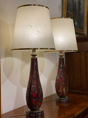 Large Blown Glass Table Lamps, Venice, Italy, Early 1900s, Set of 2-PYA-983369