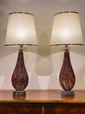 Large Blown Glass Table Lamps, Venice, Italy, Early 1900s, Set of 2-PYA-983369