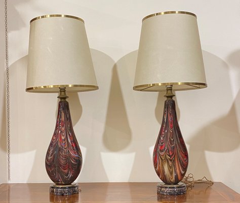 Large Blown Glass Table Lamps, Venice, Italy, Early 1900s, Set of 2-PYA-983369