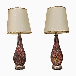 Large Blown Glass Table Lamps, Venice, Italy, Early 1900s, Set of 2-PYA-983369