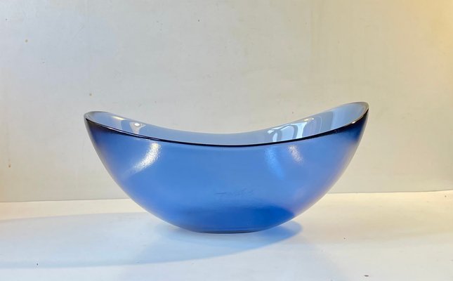 Large Blue Glass Bowl by Per Lütken for Holmegaard, 1980s-LCR-1196001