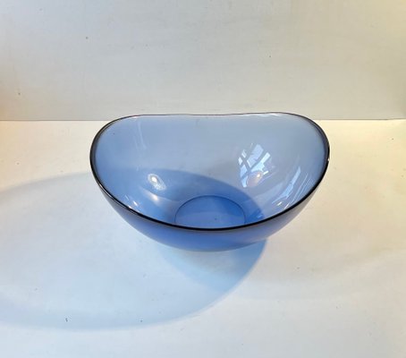 Large Blue Glass Bowl by Per Lütken for Holmegaard, 1980s-LCR-1196001