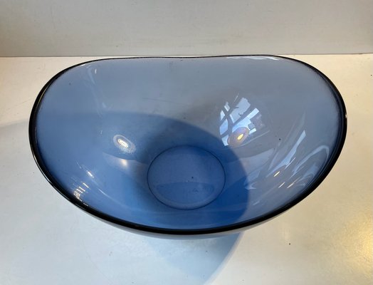 Large Blue Glass Bowl by Per Lütken for Holmegaard, 1980s-LCR-1196001