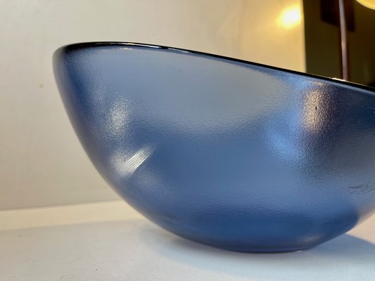 Large Blue Glass Bowl by Per Lütken for Holmegaard, 1980s-LCR-1196001