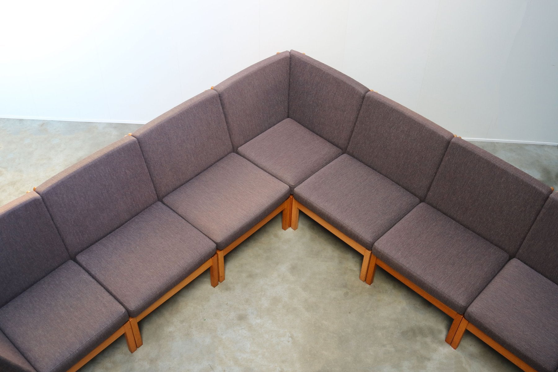 Large Blue Grey Modular GE 280 Oak Sofa by Hans J. Wegner for Getama, 1980s, Set of 7