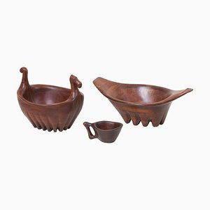 Large Bowl and Cup in Walnut by Lee Swennes, USA, 1960s, Set of 3-SFD-631693