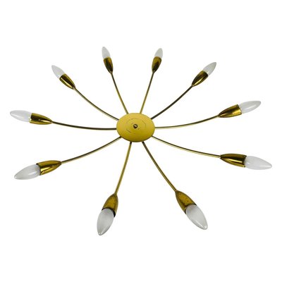 Large Brass 10-Arm Sputnik Chandelier, 1950s-PUK-913186