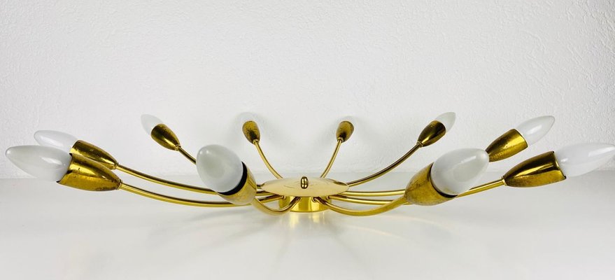 Large Brass 10-Arm Sputnik Chandelier, 1950s-PUK-913186