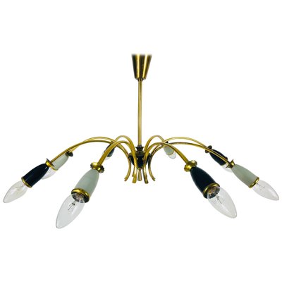 Large Brass 8-Arm Sputnik Chandelier, 1950s-PUK-617836