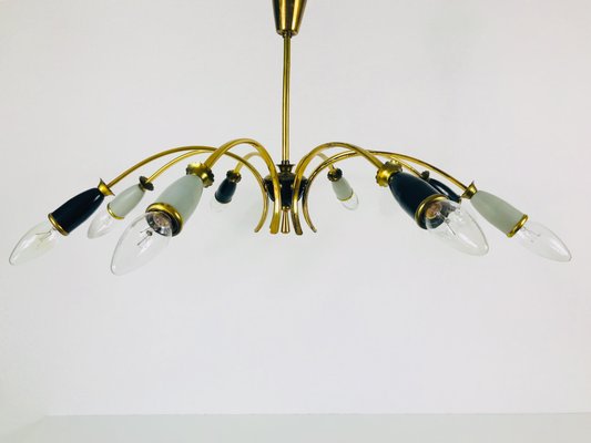 Large Brass 8-Arm Sputnik Chandelier, 1950s-PUK-617836