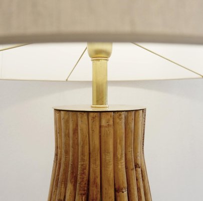 Large Brass and Bamboo Table Lamps, Set of 2-FGA-923704