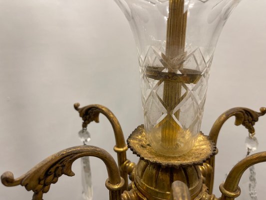 Large Brass and Crystal Chandelier, 1950s-JJC-1775390