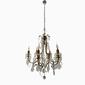 Large Brass and Crystal Chandelier, 1950s-JJC-1775390