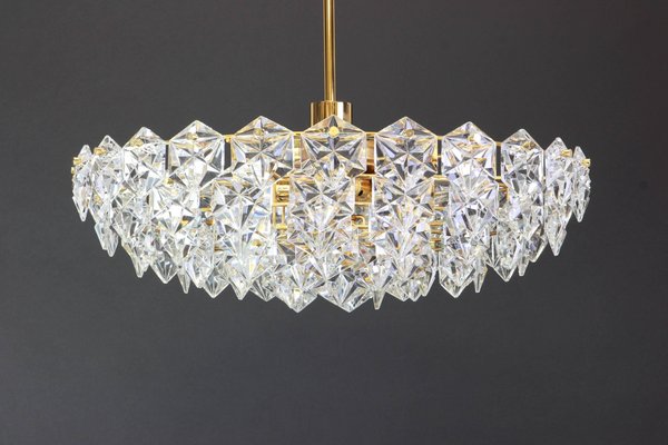 Large Brass and Crystal Glass Chandelier from Kinkeldey, Germany, 1970s-UGR-1085737