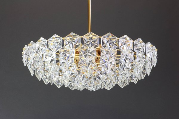 Large Brass and Crystal Glass Chandelier from Kinkeldey, Germany, 1970s-UGR-1085737