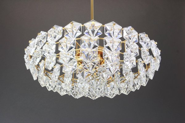 Large Brass and Crystal Glass Chandelier from Kinkeldey, Germany, 1970s-UGR-1085737