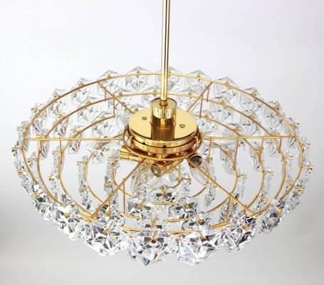 Large Brass and Crystal Glass Chandelier from Kinkeldey, Germany, 1970s-UGR-1085737