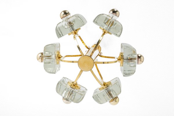 Large Brass and Crystal Glass Pendant by Sische, Germany, 1970s-UGR-1352525