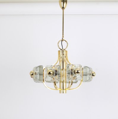 Large Brass and Crystal Glass Pendant from Sische, Germany, 1970s-UGR-1085799