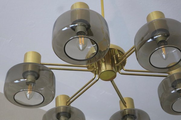 Large Brass and Glass Chandelier by Hans-Agne Jakobsson, 1960s-ED-2016483