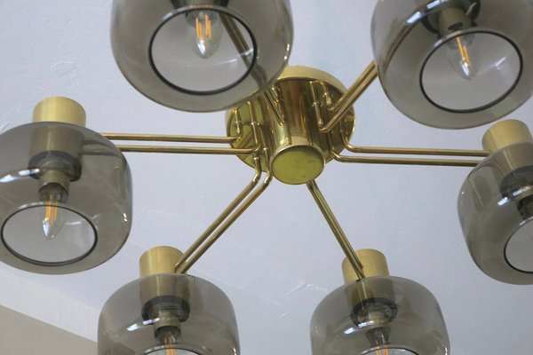 Large Brass and Glass Chandelier by Hans-Agne Jakobsson, 1960s-ED-2016483