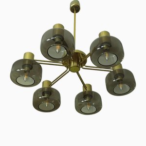 Large Brass and Glass Chandelier by Hans-Agne Jakobsson, 1960s-ED-2016483