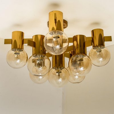 Large Brass and Glass Light Fixture in the Style of Jacobsson, 1960s-VDW-956762