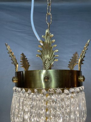 Large Brass and Glass Sac De Pearl Chandelier-NSG-1706997