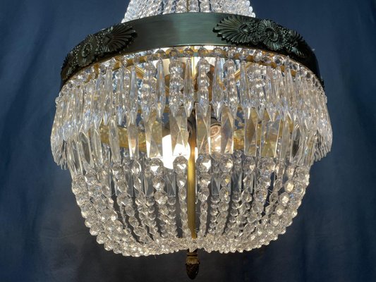 Large Brass and Glass Sac De Pearl Chandelier-NSG-1706997