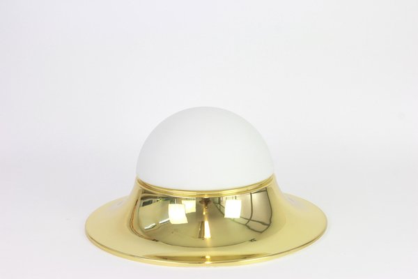 Large Brass and Glass UFO Flush Mount, Limburg, Germany, 1970s-UGR-1086314