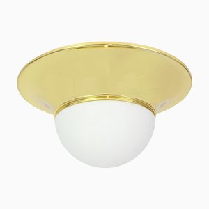 Large Brass and Glass UFO Flush Mount, Limburg, Germany, 1970s-UGR-1086314